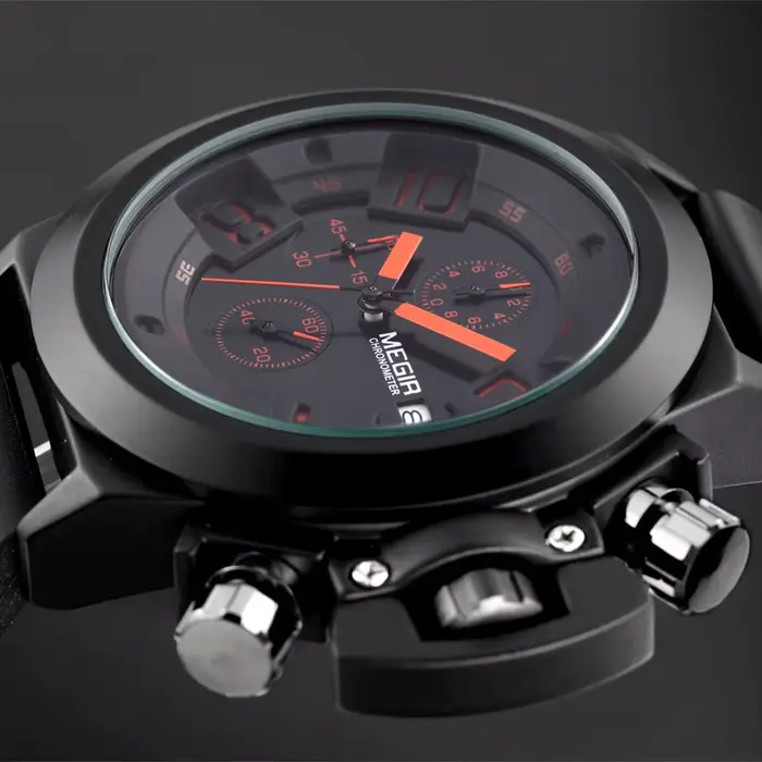 MEGIR hommes montres de luxe Sport militaire chronographe étanche Date mode Quartz montre-bracelet grand cadran Relogio Masculino 2002