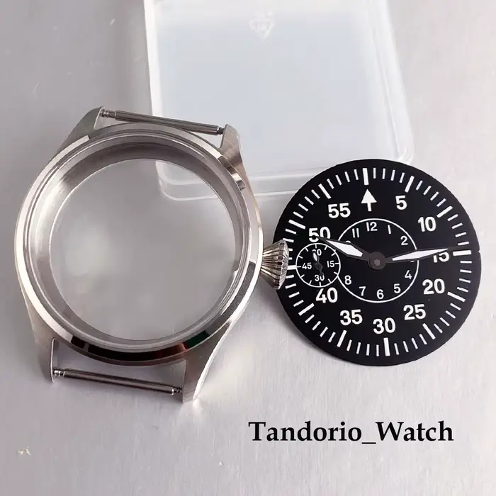 Tandorio – boîtier de montre en verre saphir, nouveau style pilote, 42mm, avec cadran bleu/noir/vert de 37mm, pour mouvement ETA 6497 ST3600