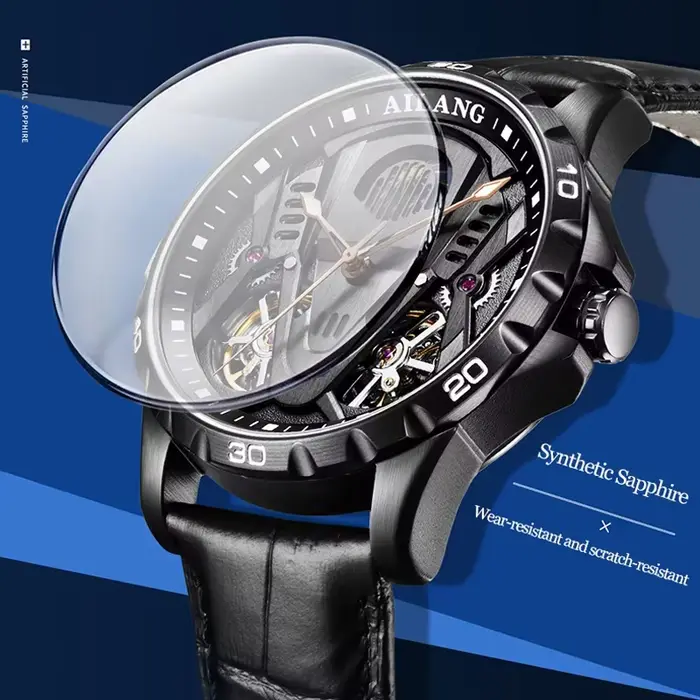 Montre mécanique double tourbillon automatique étanche 3 bars avec logo personnalisé, nouvelle collection 2026, la plus vendue, mode sport, phase de lune