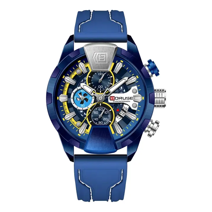 BORUSE montres pour hommes rouge étanche chronographe montre
