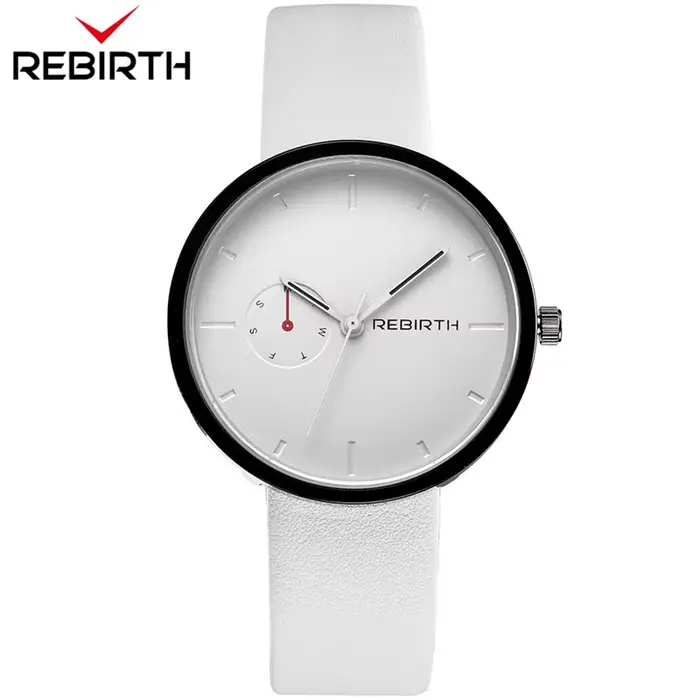 Rebirth-Montre-bracelet à quartz avec bracelet en cuir pour hommes et femmes