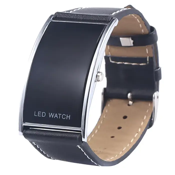 Montres pour hommes haut de gamme LED numérique Date cadran rectangulaire bracelet en Faux cuir montre-bracelet montre homme mужjavе часы