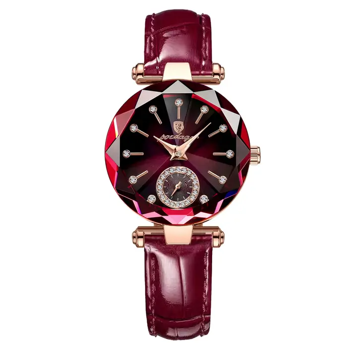 POEDAGAR femmes montres mode diamant cadran en cuir montre à Quartz haut de gamme de luxe étanche da