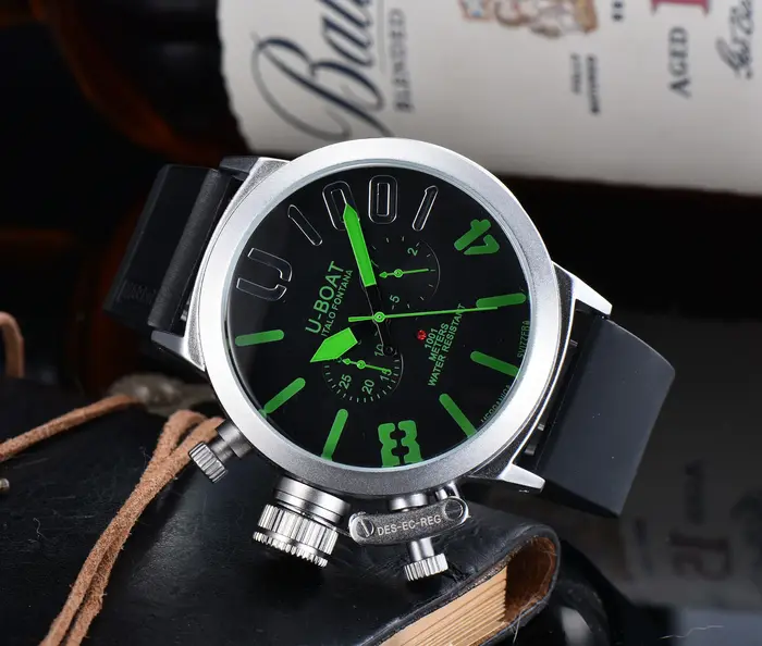Montre chronographe à quartz U-BOAT Italo Fontana pour homme | Bracelet en silicone de 44 mm