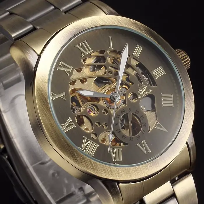 Montre mécanique rétro homme en acier inoxydable avec mouvement automatique pour occasions spéciales