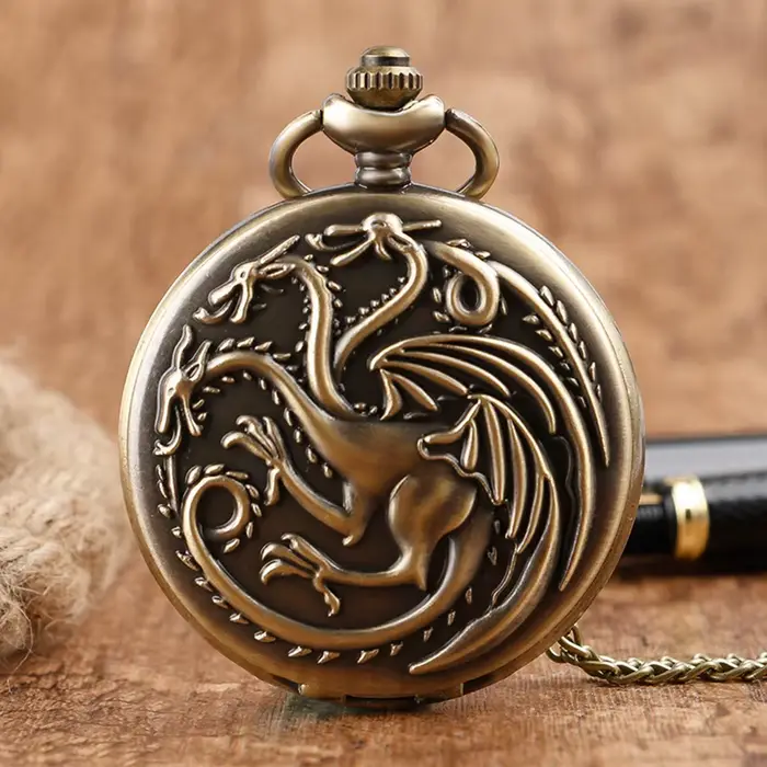 Montre de poche à Quartz Dragon à trois têtes