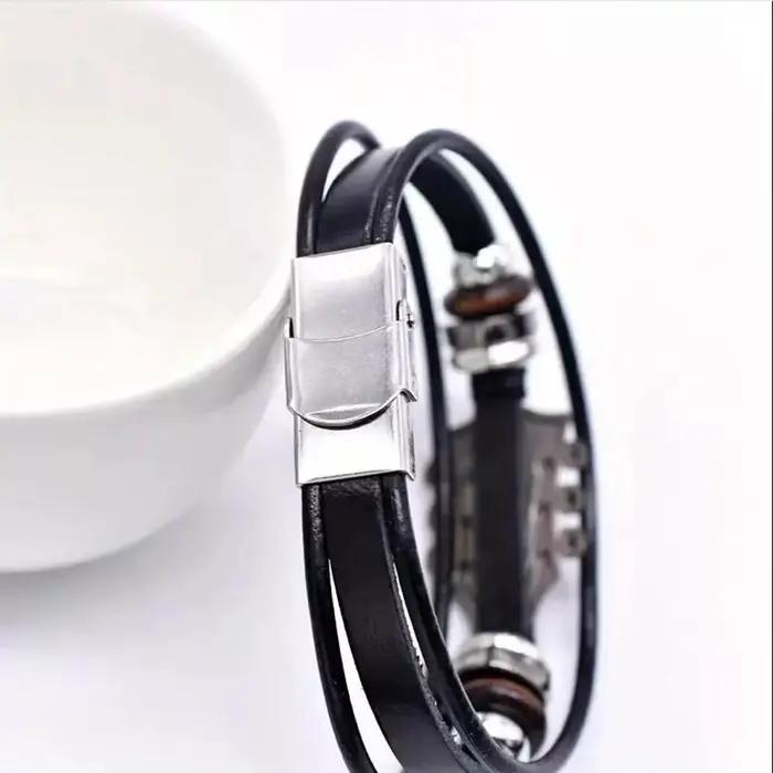 Bracelet en cuir véritable pour homme