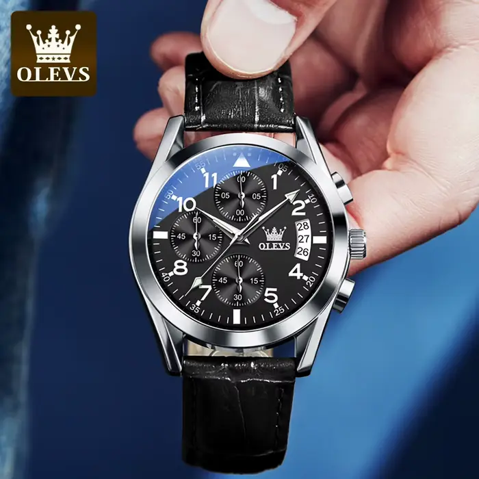 OLEVS 2878 montre d'aviateur pour hommes mode automatique mécanique étanche lumineux double affichage du calendrier Reloj Hombre