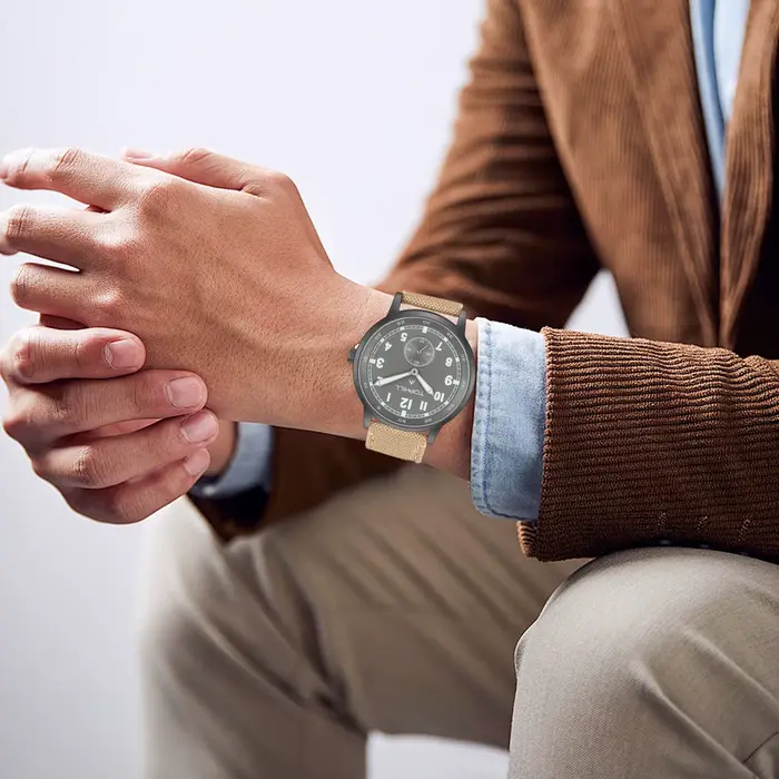 Montre Tophill TW099G Quartz avec Bracelet en Toile Lumineuse pour Hommes Occasions Spéciales Vintage Résistante à l'Eau