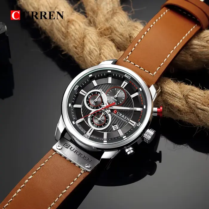 Montre Curren homme quartz multifonction sportive élégante pour homme avec fonction date et chronographe occassions spéciales