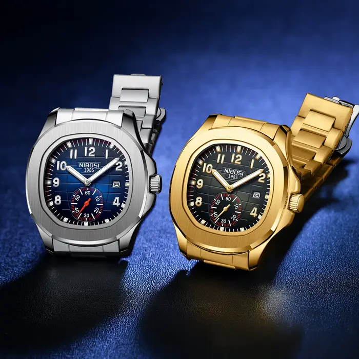 Montre AQUANAUT de NIBOSI pour Hommes Montre de Sport Étanche avec Chronomètre et Calendrier Lumineux Occasions Spéciales Robuste Minimaliste