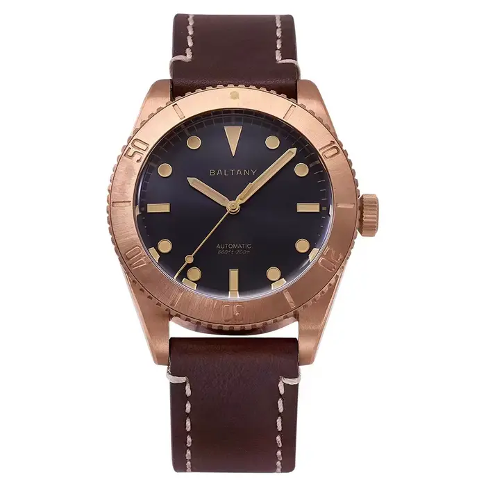 Baltany – montre automatique pour hommes, pilote, 44mm, Cusn8, Bronze, montre-bracelet mécanique, mi
