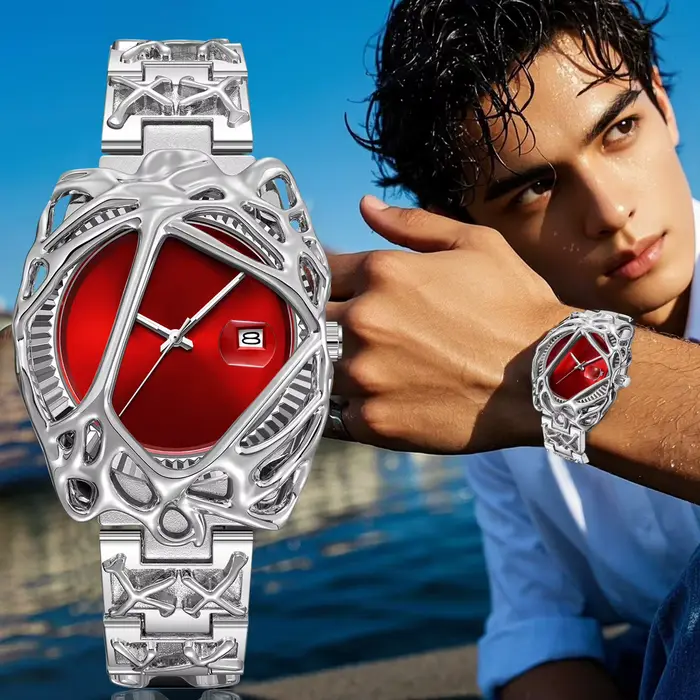 Montre PINTIME en alliage résistante à l'eau pour homme avec mouvement quartz et bracelet lumineux pour occasions quotidiennes et spéciales