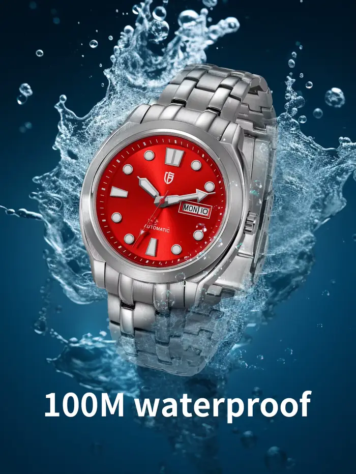 BERNY automatique hommes montre souper lumineux saphir acier inoxydable 100M étanche affaires décontracté mécanique