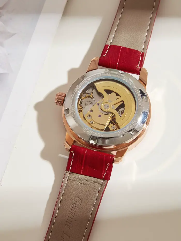 Montre automatique en cuir pour femmes