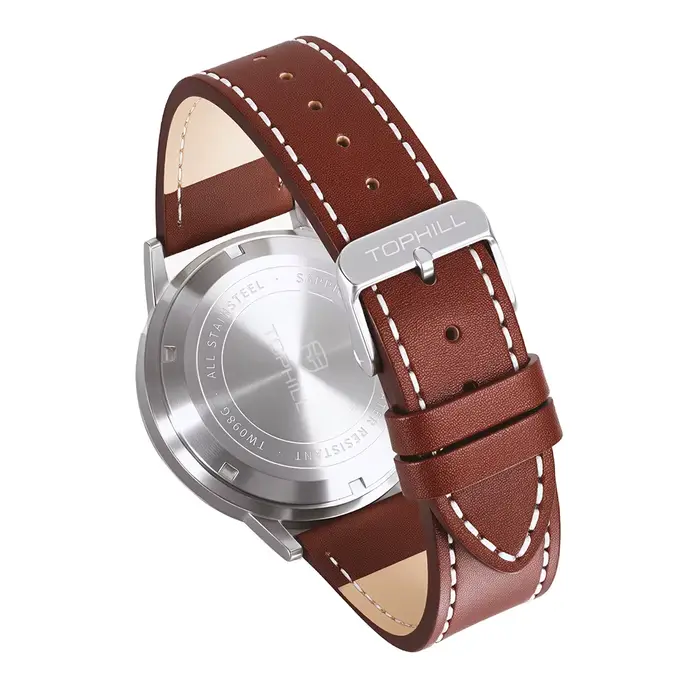 Montre à quartz pour homme TOPHILL Miyota 1L45 40 mm, bracelet en cuir, style rétro, lumineuse, avec sous-cadran des secondes à 6 heures, étanche 5 bars, Reloj TW098G