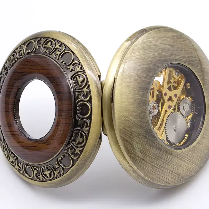 Montre de poche mécanique en Bronze pour hommes et femmes