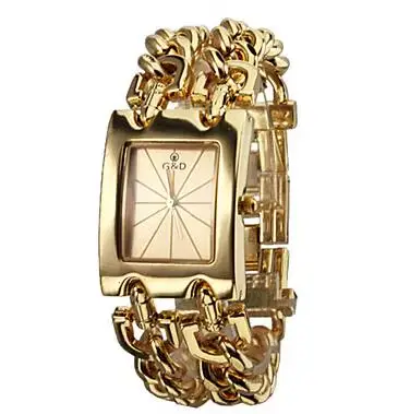 G & D-Montre en diamant pour femme, quartz, cadran rectangulaire, bracelet, horloge, biscuits de lux