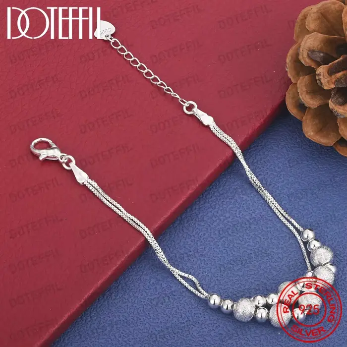 Bracelet en argent sterling 925 charmant et exquis, poli et mat, avec perles, pour femmes, cadeau de