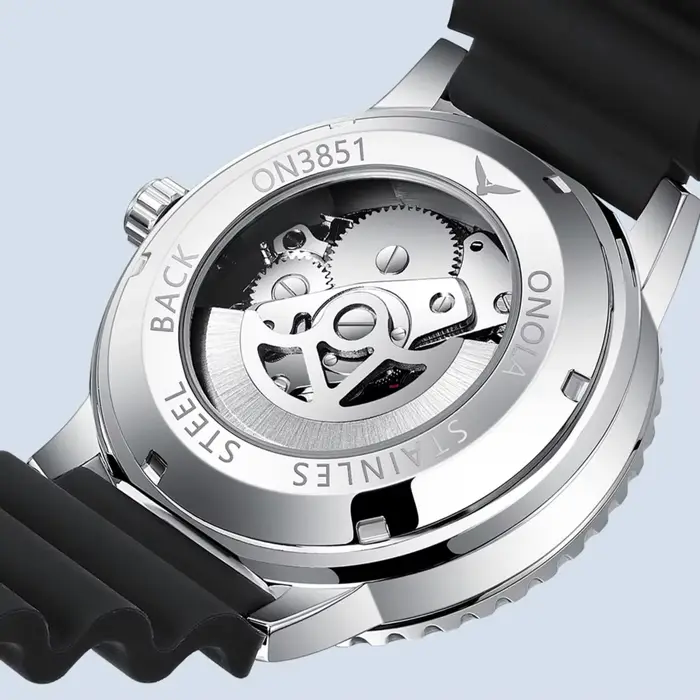 Montre mécanique ONOLA pour hommes, style fashion casual, mouvement automatique, résistante à l'eau, élégante pour occasions professionnelles et spéciales