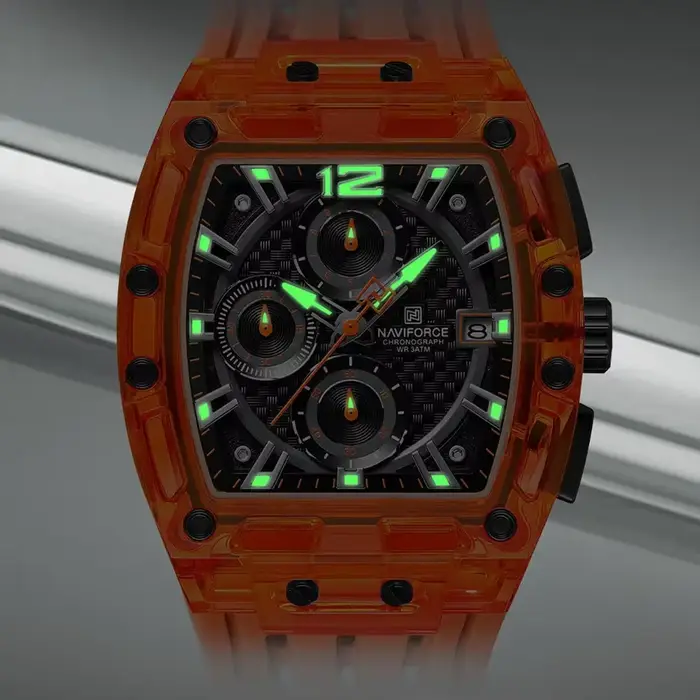 NAVIFORCE NF7105 montres pour hommes montre à Quartz de marque supérieure homme Chronos en Silicone montres-bracelets Tonneau multifonctions colorées