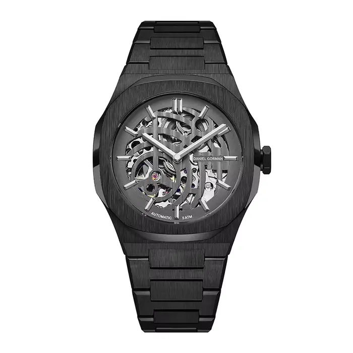 Montre Homme Luxe Haut de Gamme 2026 Saphir Acier Inoxydable Squelette Phase de Lune Mouvement Autom