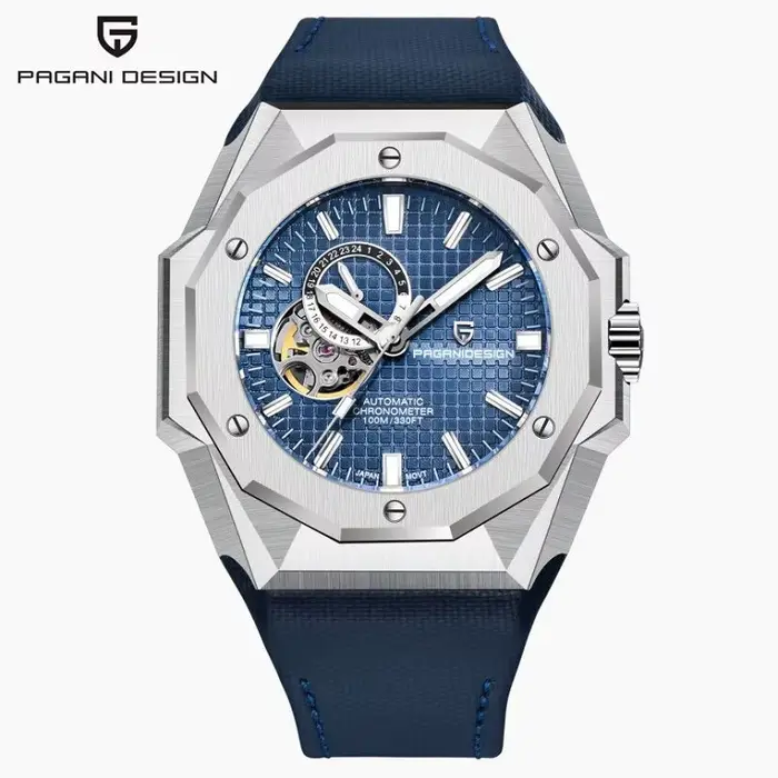 Montre-bracelet mécanique PAGANI DESIGN édition limitée résistante à l'eau pour homme avec mouvement automatique et bracelet en silicone pour diverses occasions