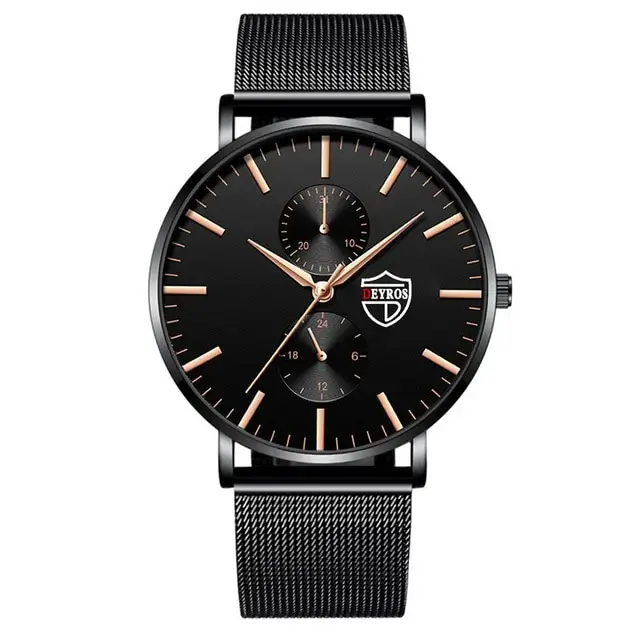 Montre-bracelet DEYROS ultra fine en acier inoxydable pour hommes style fashion et casual occasions spéciales affaires détentes