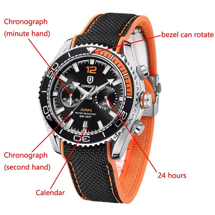 Montre chronographe de sport pour hommes