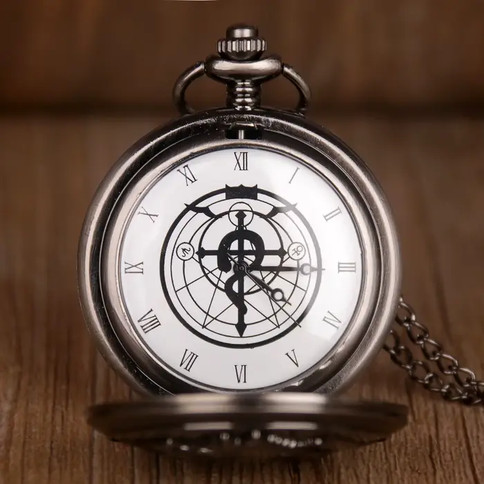 Montre de poche à Quartz Antique FullMetal alchimiste Edward Elric Cosplay avec pendentif collier hommes femmes