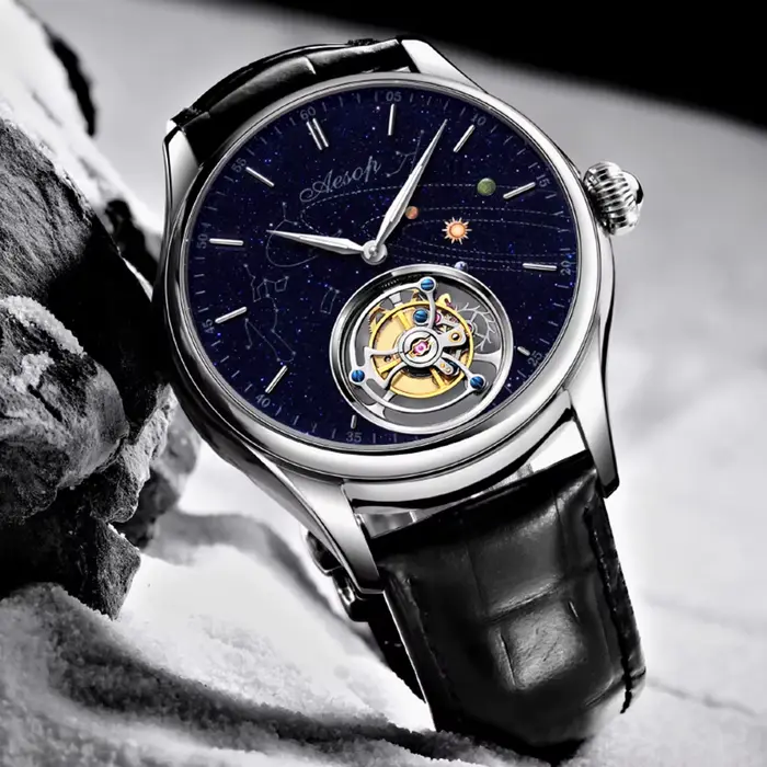 AESOP 7025 mouvement Tourbillon volant montre marque pour hommes squelette mécanique montres de luxe étanche
