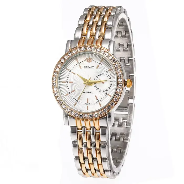 Nouveau luxe exquis femmes montre à Quartz affaires mode décontracté rond strass montre à Quartz cad