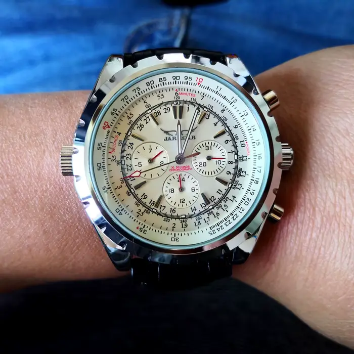 Montre Jaragar homme automatique avec tourbillon et calendrier complet pour affaires et détente