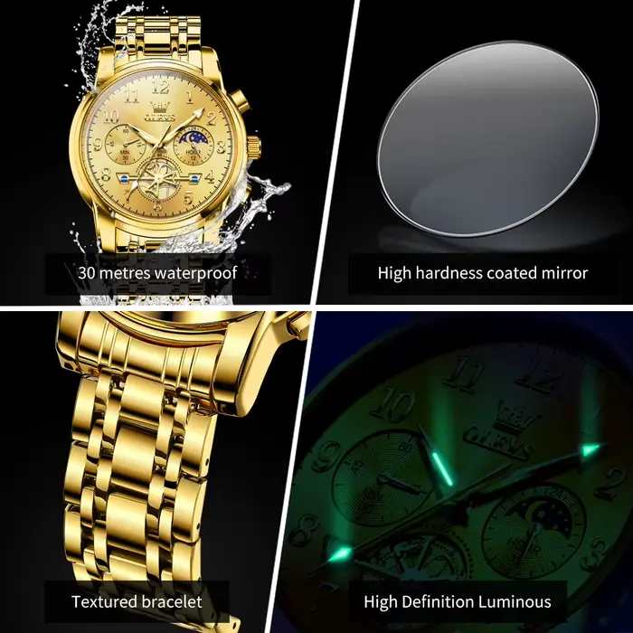 Montre Homme OLEVS 2900 Squelette à Volant Lumineux