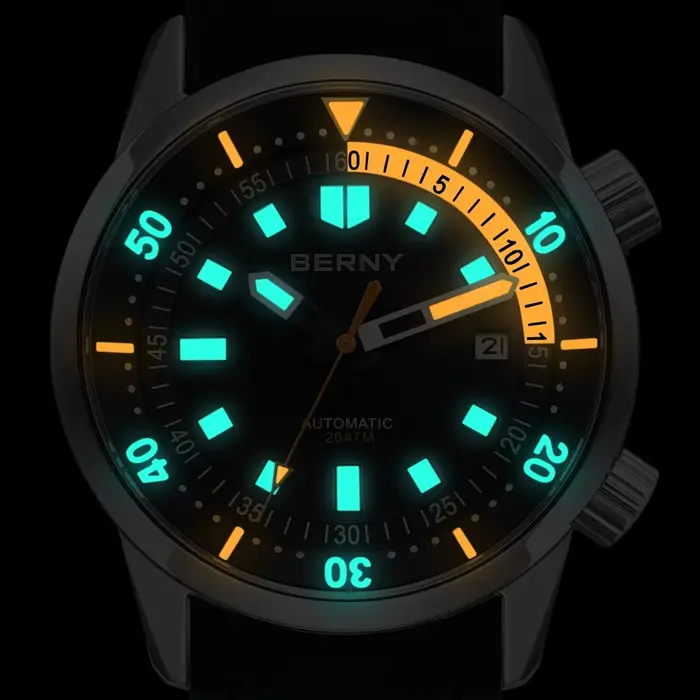 BERNY montres de plongée pour hommes 200M étanche Super lumineux automatique mécanique montre