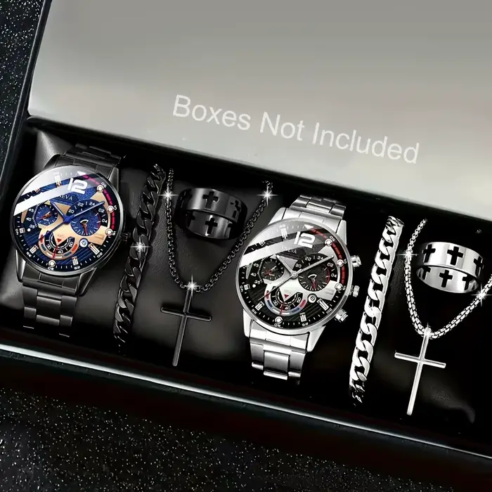 Ensemble de montre à quartz pour hommes 8 pièces