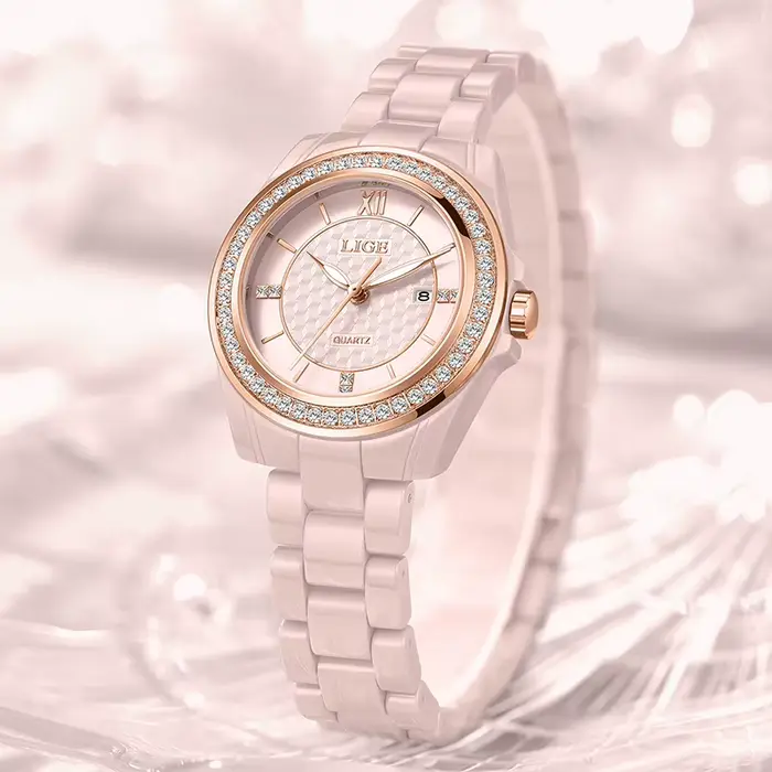 LIGE nouvelle Montre rose femmes montres haut de gamme de luxe