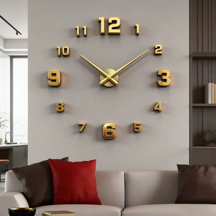 Nouvelle Horloge Murale Moderne Grande 3D DIY Horloges à Quartz Montres Tendance Autocollants Miroir Acrylique