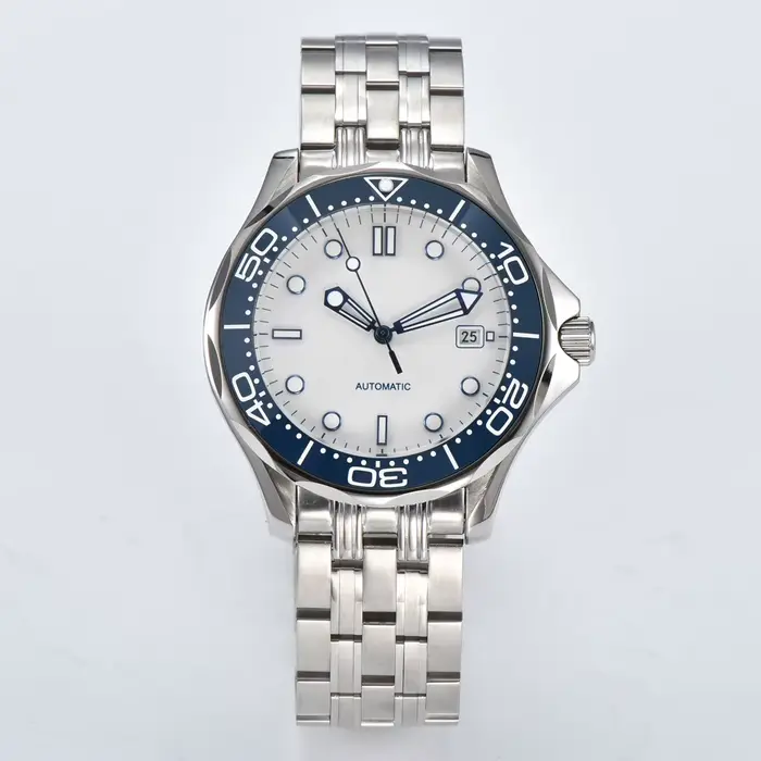 Montre mécanique automatique en acier inoxydable pour homme, boîtier étanche, lunette en céramique, 