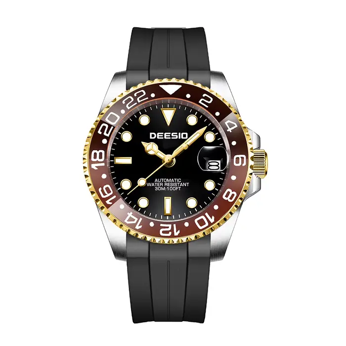 Deesio montre mécanique automatique pour hommes en acier inoxydable 316L affichage de la Date décont