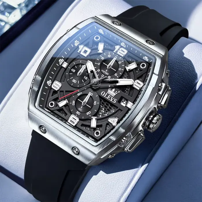 OLEVS hommes montres 2976 luxe mode Tonneau montre à Quartz pour homme marque originale mouvement br