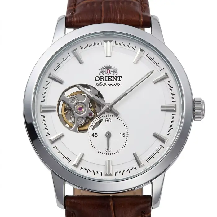 Montre automatique Orient Open Heart Skeleton pour homme, petite seconde, bracelet en cuir de vachet