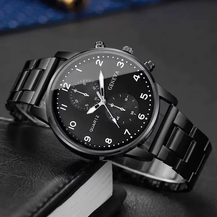 Montres d'affaires pour hommes de mode montre-bracelet à Quartz de luxe pour homme horloge noire Relogio Masculino Reloj Hombre (sans boîte)