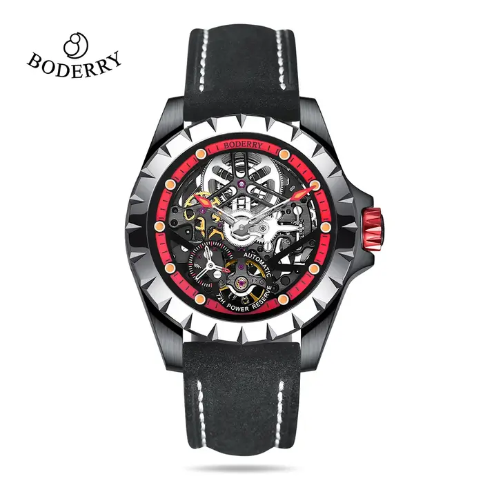 Boderry-Montre mécanique automatique étanche pour homme