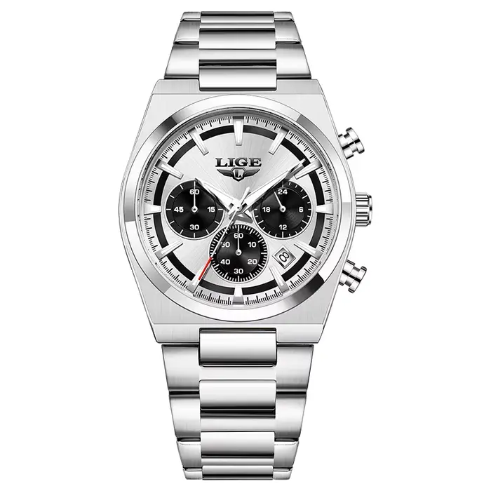 Montre chronographe pour homme LIGE, montre-bracelet à quartz tendance pour affaires, étanche, en ac