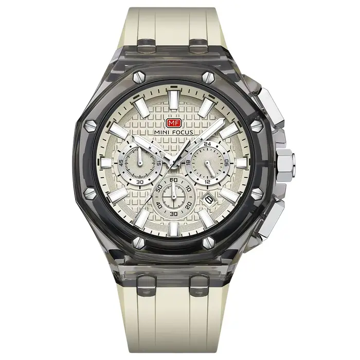 MINI FOCUS Montre originale pour homme, mode, lumineuse, étanche, chronographe, date, luxe, silicone
