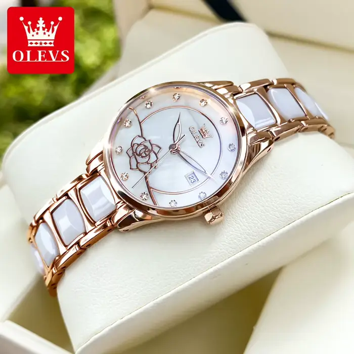 OLEVS 3606 montre de luxe pour femmes camélia Quartz japon mouvement 30M montre étanche pour femmes