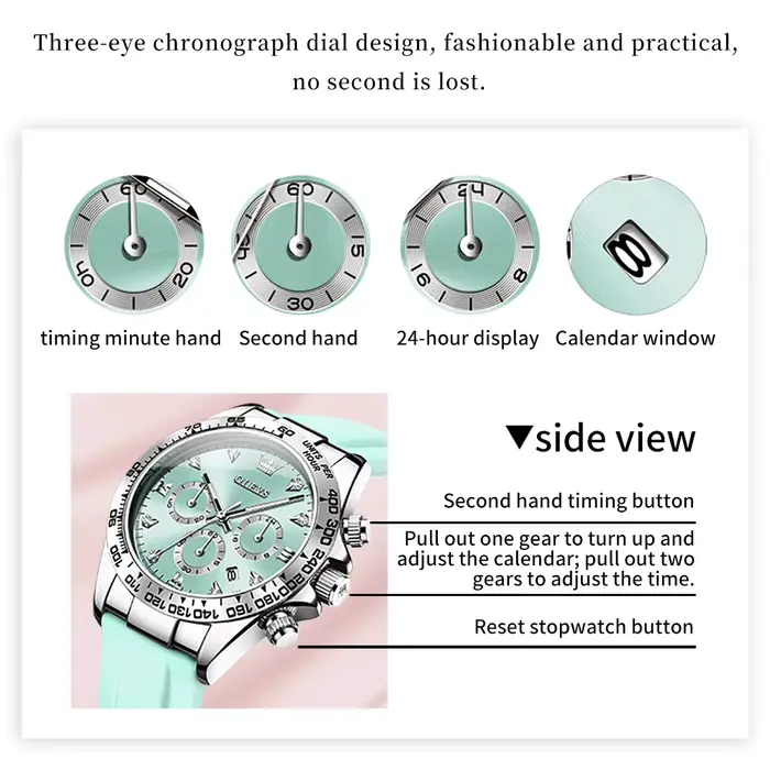 Montre OLEVS élégante pour femmes résistante à l'eau avec bracelet en silicone quartz pour diverses occasions et styles