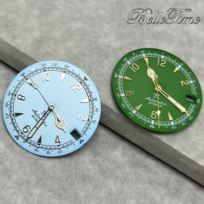 Cadran de montre vintage 28.5mm avec aiguilles luminescentes vertes pour mouvements NH35/36, style fashion et casual, idéal pour femmes et hommes, pour toutes les occasions spéciales