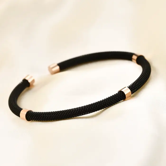 Bracelet câble tressé acier inoxydable avec finition or multifonctionnel pour homme style moderne tracker fitness humeur occassions spéciales